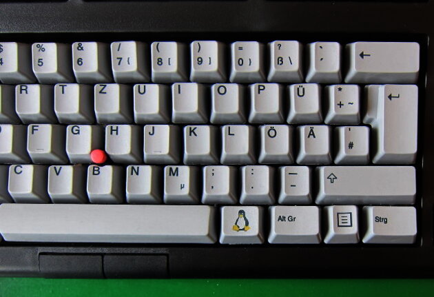 Detail of EnduraPro Keyboard (penguin key, touchpoint)